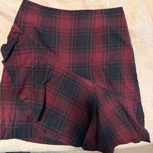 Lush Burgundy and Black Plaid Skirt